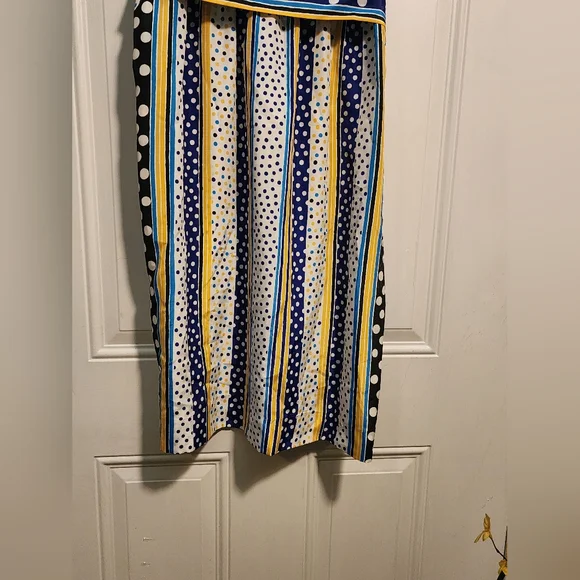Vintage By Brownstone Studio Blue/Yellow Polka Dot Dress with Pockets - Picture 4 of 6